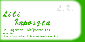 lili kaposzta business card